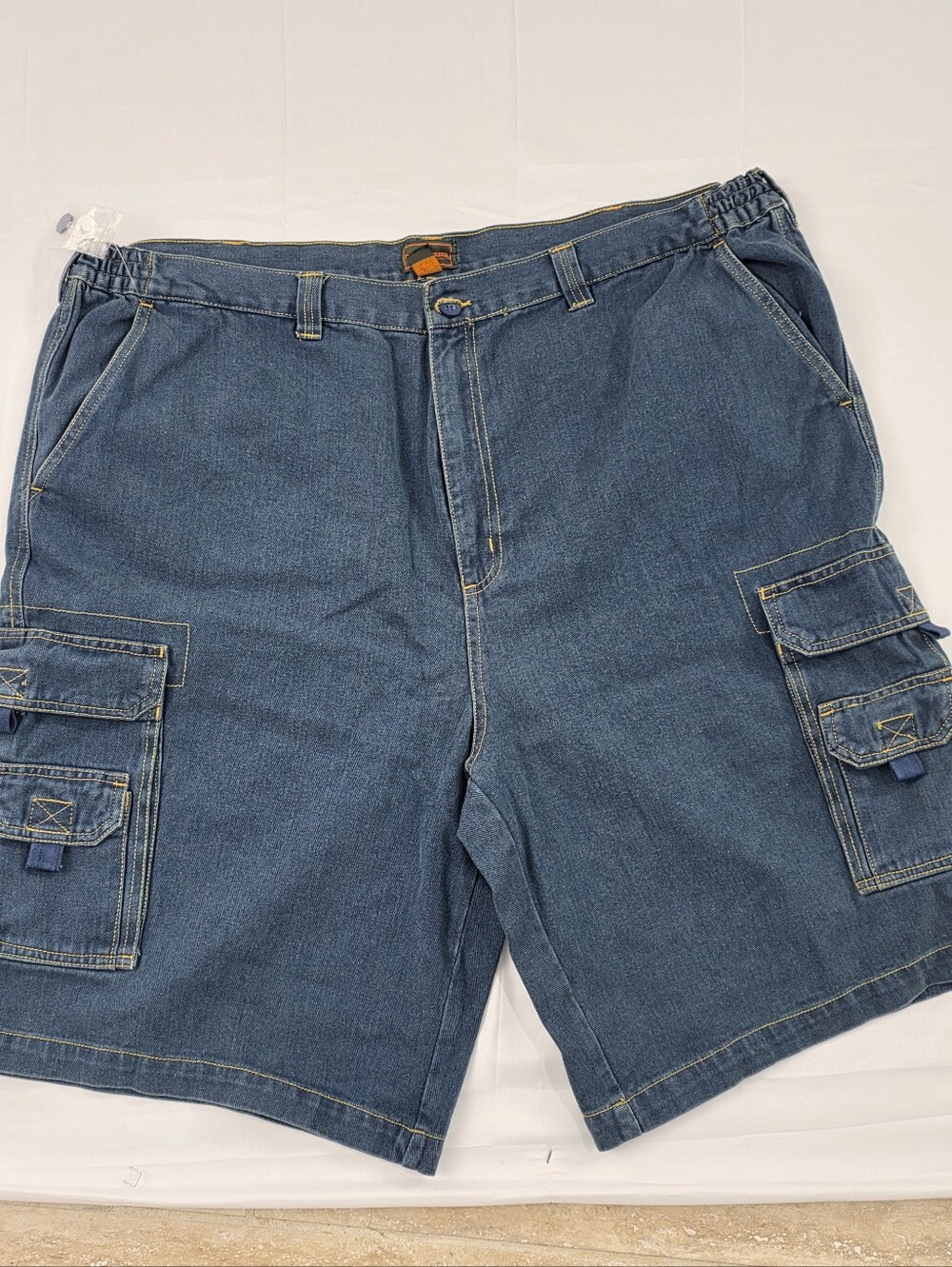 Boulder Creek Men’s Denim Cargo Shorts Size 48 Big Blue Multi Pocket Elastic